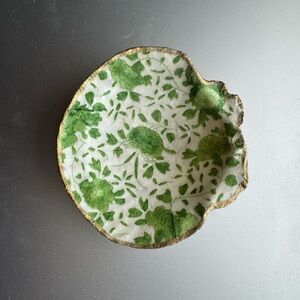 Handcrafted Green Floral Ceramic Plate